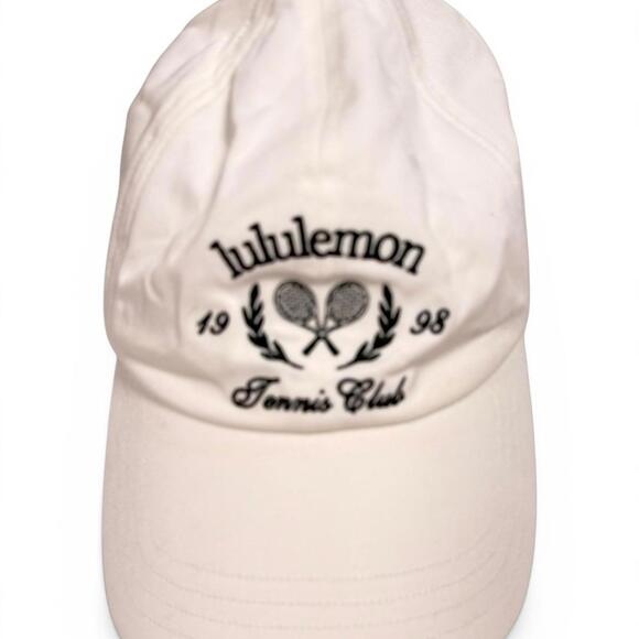 Lululemon Tennis Club Hat White Baseball Cap Embroidered 98 Logo Adjustable S/M