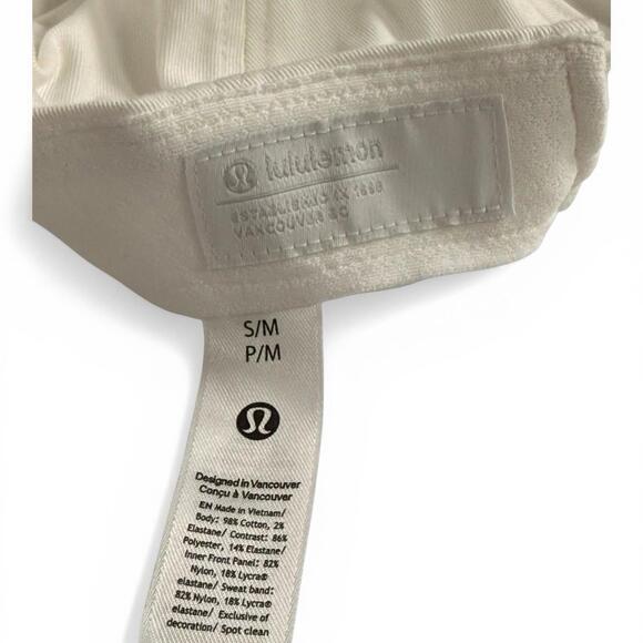 Lululemon Tennis Club Hat White Baseball Cap Embroidered 98 Logo Adjustable S/M - view 3