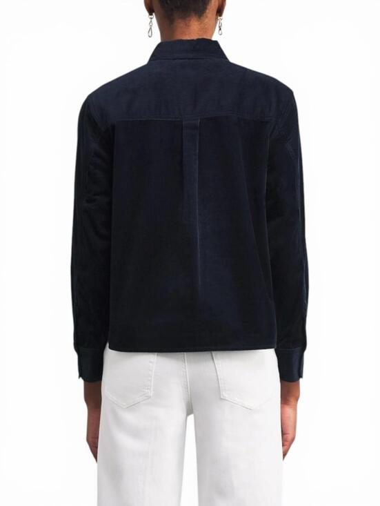 ME+EM Women’s US 6 Navy Blue Corduroy Boxy Shirt Jacket Cotton Lined UK 10 Coat - view 4