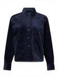 ME+EM Women’s US 6 Navy Blue Corduroy Boxy Shirt Jacket Cotton Lined UK 10 Coat
