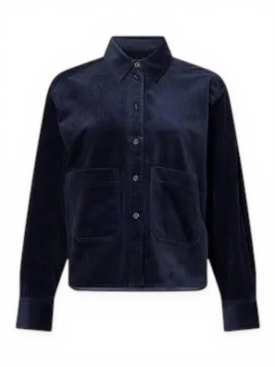 ME+EM Women’s US 6 Navy Blue Corduroy Boxy Shirt Jacket Cotton Lined UK 10 Coat