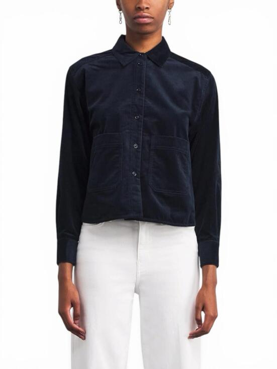 ME+EM Women’s US 6 Navy Blue Corduroy Boxy Shirt Jacket Cotton Lined UK 10 Coat - view 5