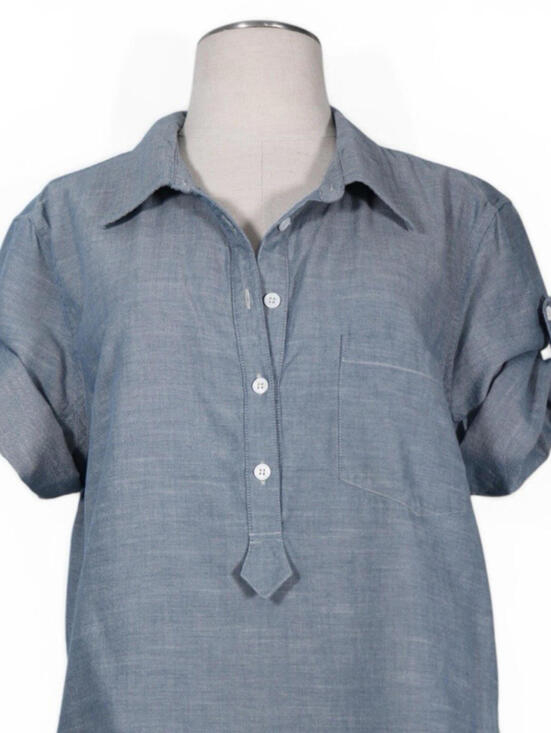 Boy By Band Of Outsiders Women Chambray Tunic Shirt Blue Top Cotton US 2 Blouse - view 2