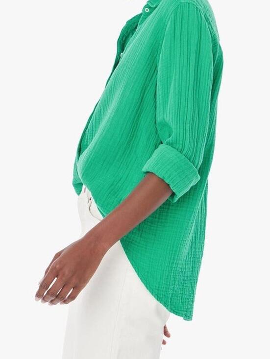 Xirena Scout Shirt Apple Green Cotton Gauze Button Front Blouse Women Small USA - view 2