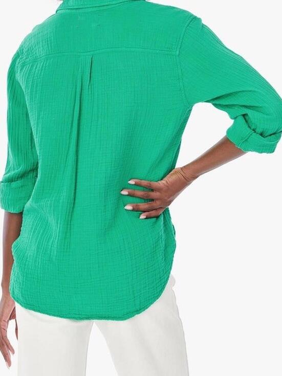 Xirena Scout Shirt Apple Green Cotton Gauze Button Front Blouse Women Small USA - view 3