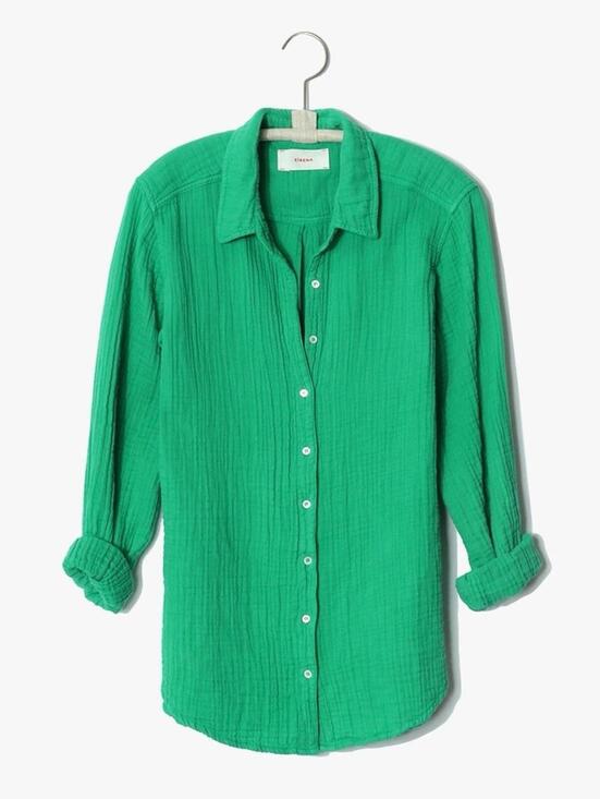Xirena Scout Shirt Apple Green Cotton Gauze Button Front Blouse Women Small USA - view 4