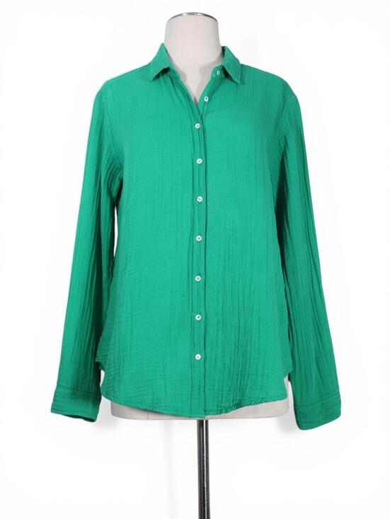 Xirena Scout Shirt Apple Green Cotton Gauze Button Front Blouse Women Small USA - view 5