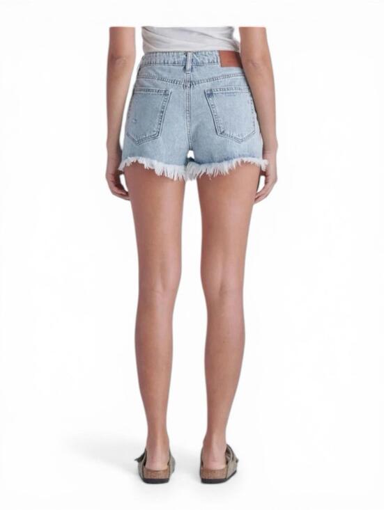 Hidden Jeans Women's Large Button Fly Distressed Cutoff Denim Shorts Light Wash - view 2