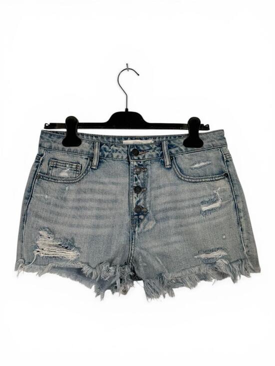 Hidden Jeans Women's Large Button Fly Distressed Cutoff Denim Shorts Light Wash - view 3