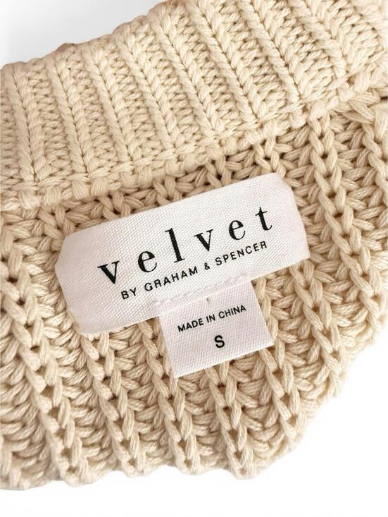 Velvet by Graham Spencer Women Small Ciara Red Ivory Stripe Cotton Sweater $169 - view 4
