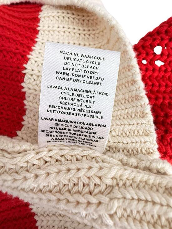 Velvet by Graham Spencer Women Small Ciara Red Ivory Stripe Cotton Sweater $169 - view 5