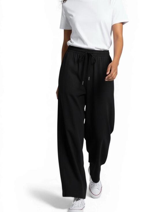 InWear US8 DrizaIW Culotte Women Medium Black Linen Wide Leg Drawstring Pants