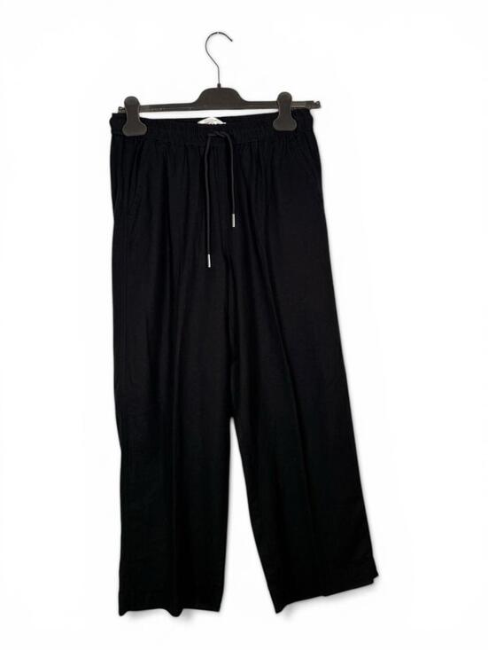 InWear US8 DrizaIW Culotte Women Medium Black Linen Wide Leg Drawstring Pants - view 2