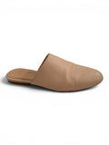 Jil Sander Navy Leather Mules Slip On Flats Beige Size 37.5