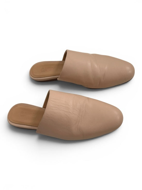 Jil Sander Navy Leather Mules Slip On Flats Beige Size 37.5 - view 3