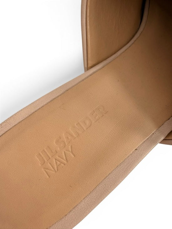 Jil Sander Navy Leather Mules Slip On Flats Beige Size 37.5 - view 4